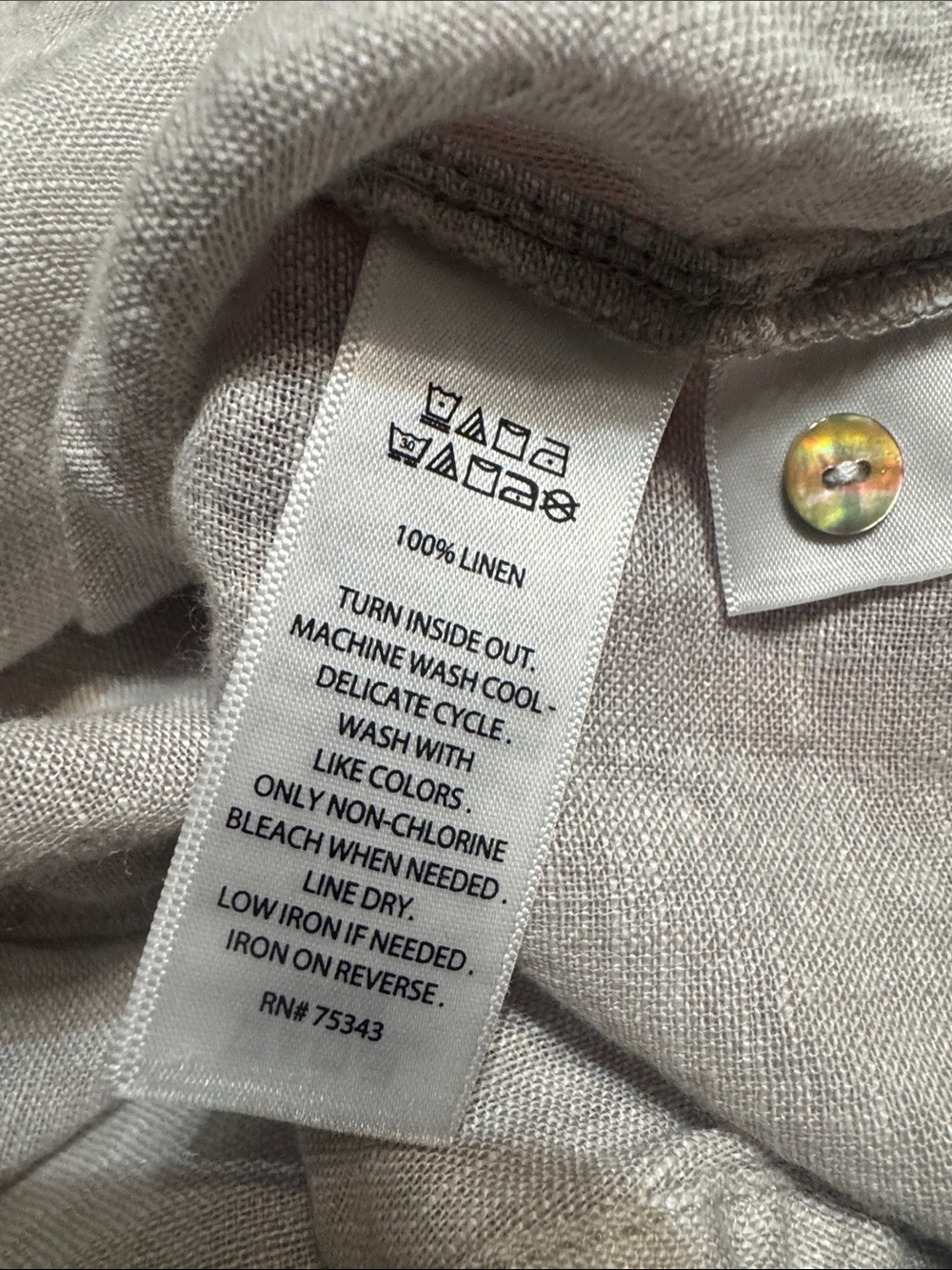 Joie 100% Linen Button-Up Shirt Medium Beige Taupe Long Sleeve Collared Blouse - Picture 7 of 7